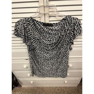 The Limited Ruffle Waterfall black and white Silky sleeveless blouse size xl